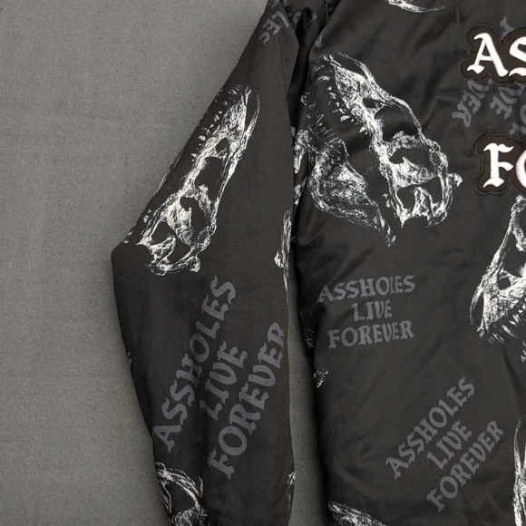 Aholes Live Forever Black Skull Graphic Men's Jacket Size XL - Picture 10 of 13